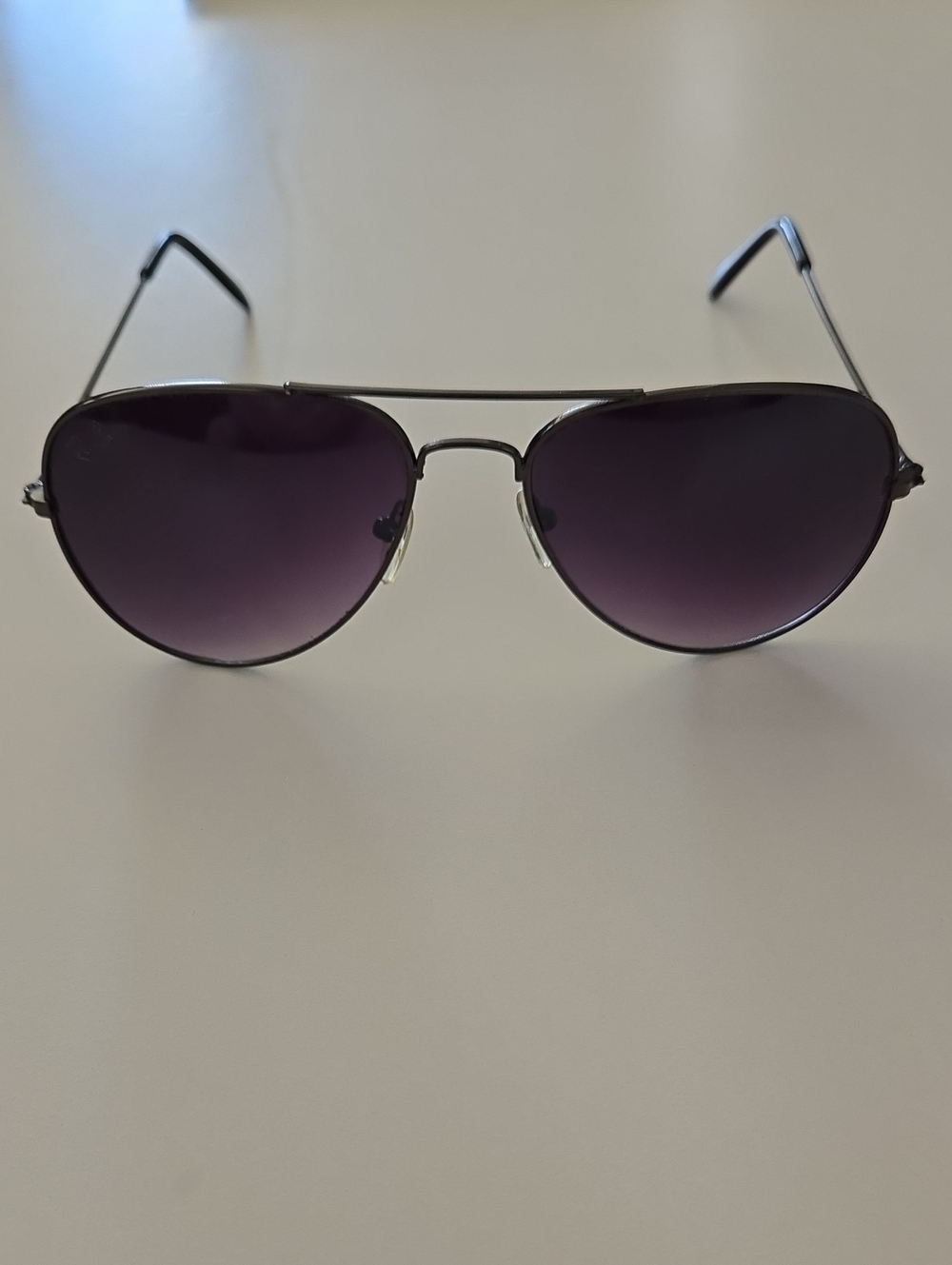 Rayban Men's Aviator Sunglasses - Black Frame with Purple / Grayish Lenses